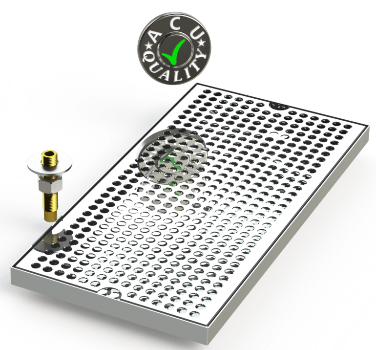 8" X 16" Surface Mount Drip Tray with Drain - ACU Precision Sheet Metal