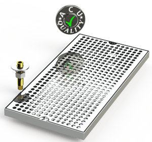 8" X 16" Surface Mount Drip Tray with Drain - ACU Precision Sheet Metal