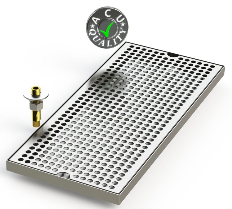 8" X 18" Surface Mount Drip Tray with Drain - ACU Precision Sheet Metal