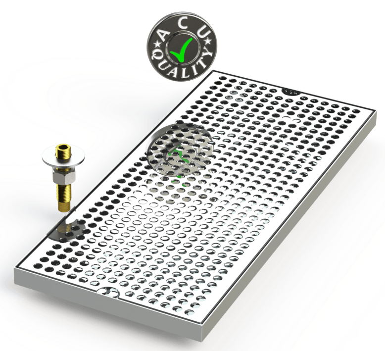 8" X 18" Surface Mount Drip Tray with Drain - ACU Precision Sheet Metal