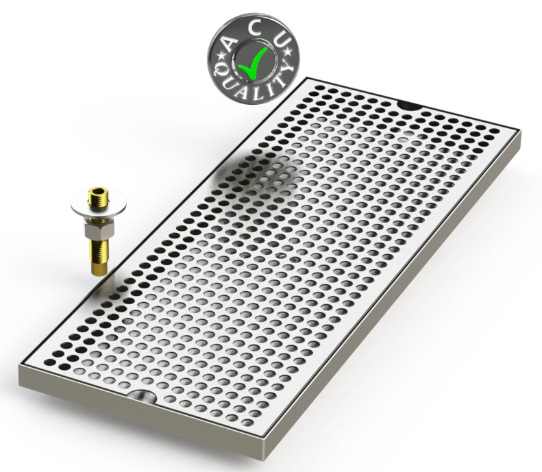 8" X 20" Surface Mount Drip Tray with Drain - ACU Precision Sheet Metal