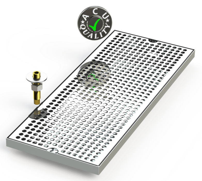 8" X 20" Surface Mount Drip Tray with Drain - ACU Precision Sheet Metal