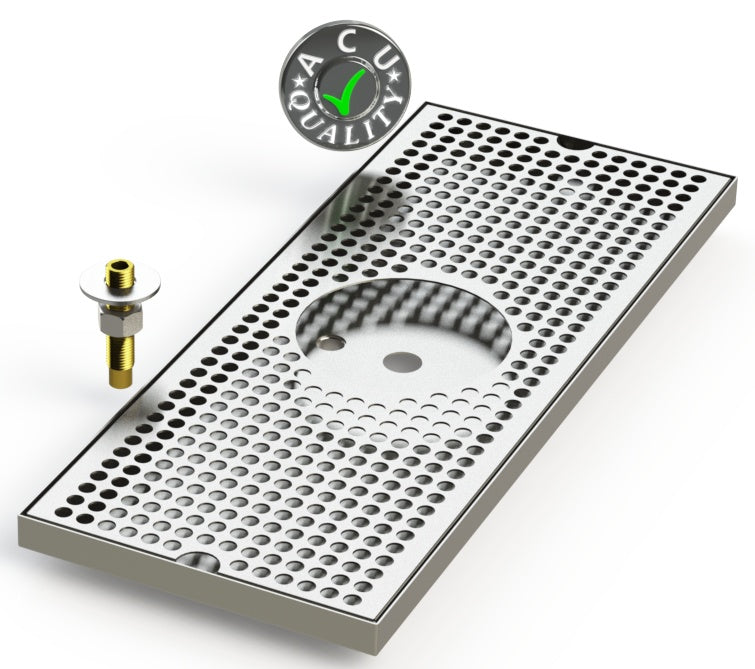 8" X 20" Surface Mount Drip Tray with Drain and Rinser Hole - ACU Precision Sheet Metal