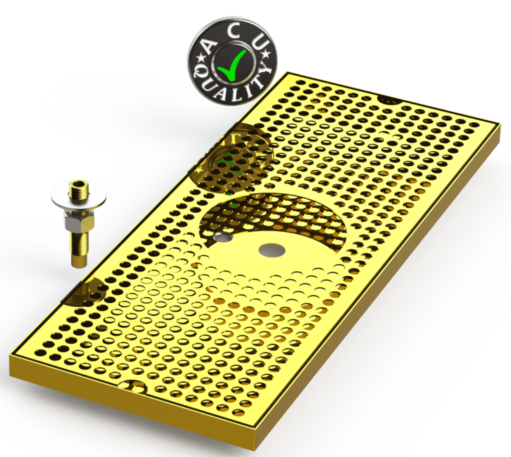8" X 20" Surface Mount Drip Tray with Drain and Rinser Hole - ACU Precision Sheet Metal