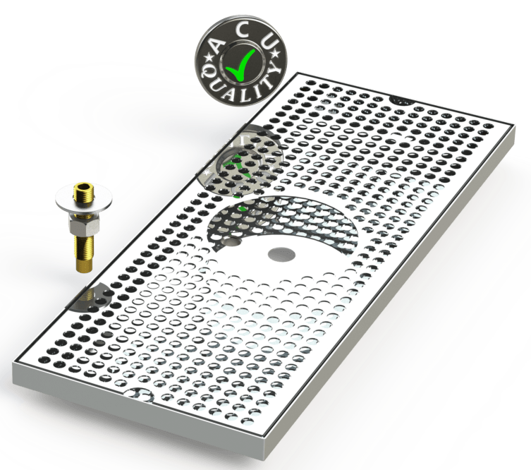 8" X 20" Surface Mount Drip Tray with Drain and Rinser Hole - ACU Precision Sheet Metal