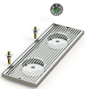 8" X 24" Surface Mount Drip Tray with Double Drain and Double Rinser Holes - ACU Precision Sheet Metal