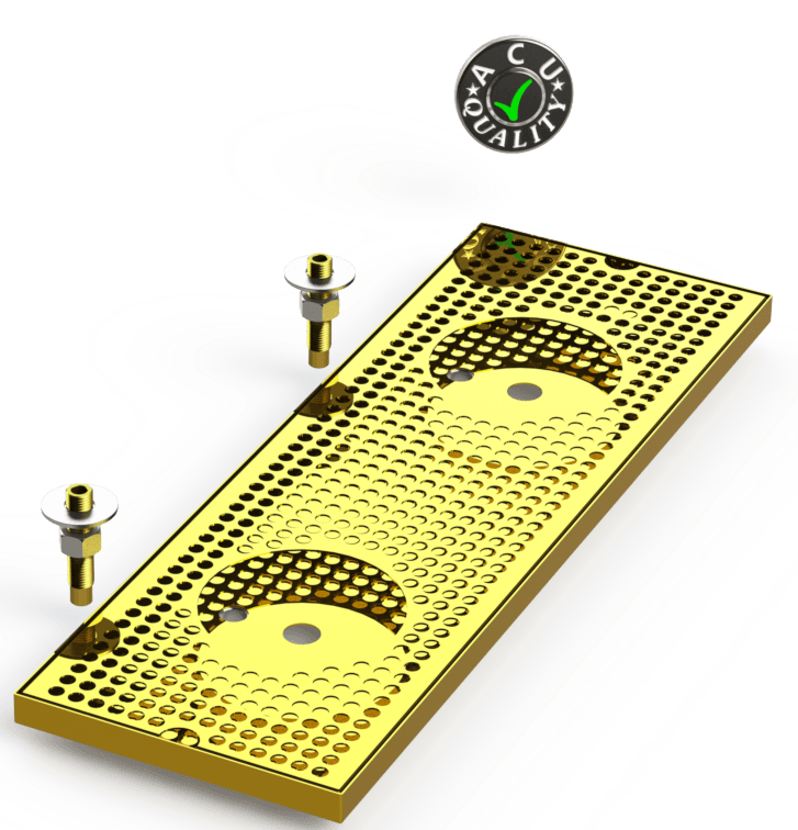 8" X 24" Surface Mount Drip Tray with Double Drain and Double Rinser Holes - ACU Precision Sheet Metal