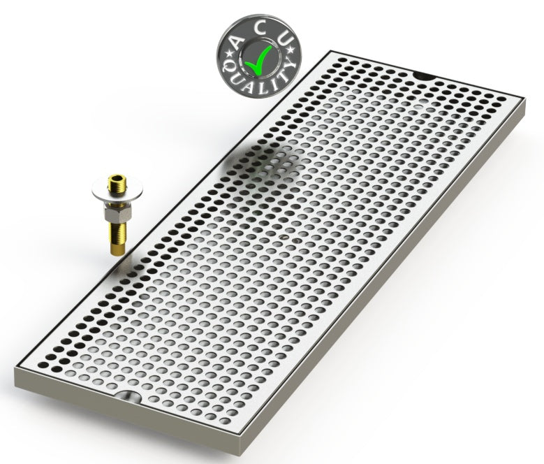 8" X 24" Surface Mount Drip Tray with Drain - ACU Precision Sheet Metal