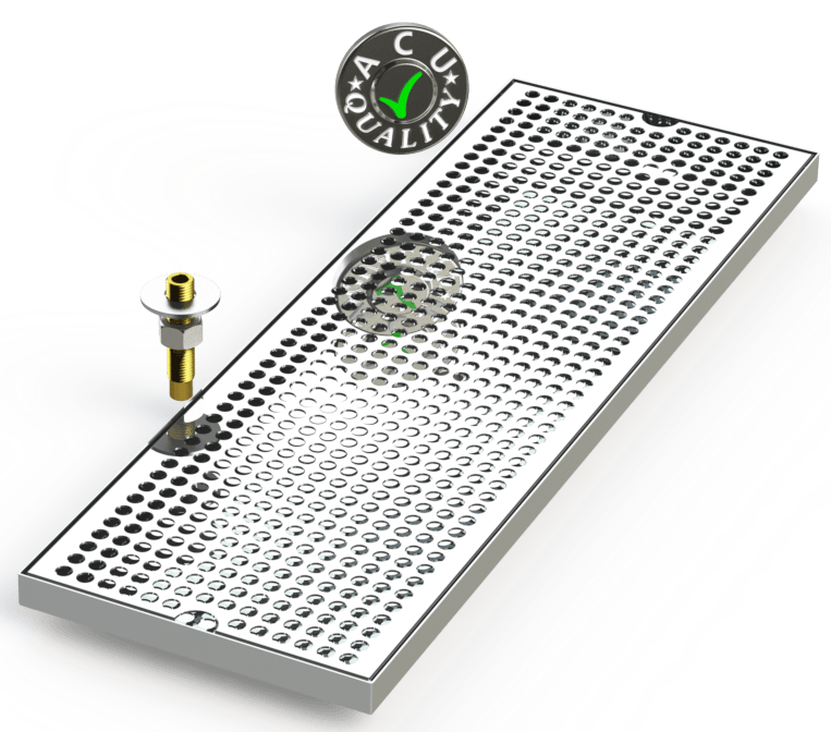 8" X 24" Surface Mount Drip Tray with Drain - ACU Precision Sheet Metal