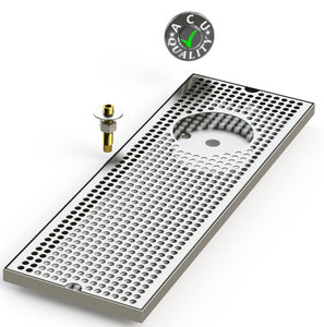8" X 24" Surface Mount Drip Tray with Drain and Right Rinser Hole - ACU Precision Sheet Metal