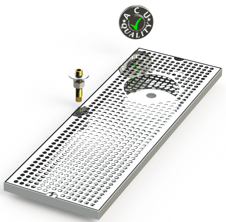 8" X 24" Surface Mount Drip Tray with Drain and Right Rinser Hole - ACU Precision Sheet Metal
