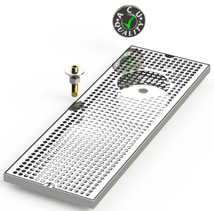8" X 24" Surface Mount Drip Tray with Drain and Right Rinser Hole - ACU Precision Sheet Metal