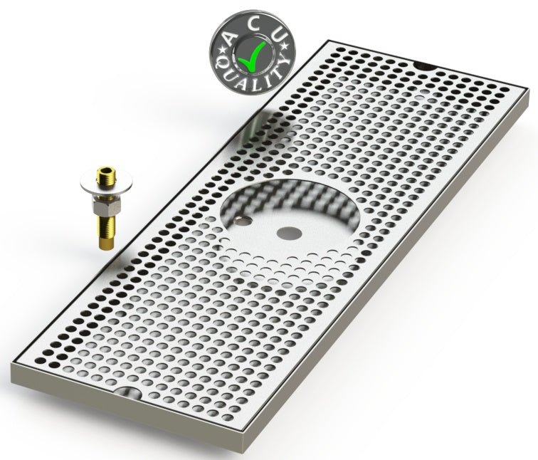 8" X 24" Surface Mount Drip Tray with Drain and Rinser Hole - ACU Precision Sheet Metal