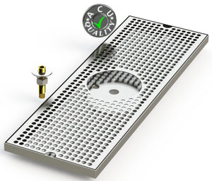8" X 24" Surface Mount Drip Tray with Drain and Rinser Hole - ACU Precision Sheet Metal
