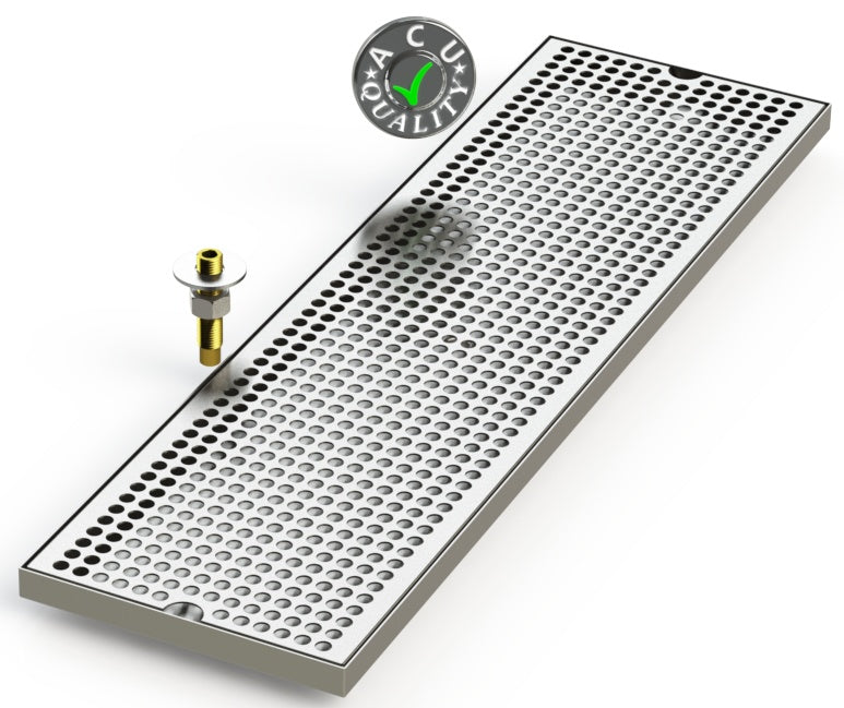 8" X 28" Surface Mount Drip Tray with Drain - ACU Precision Sheet Metal