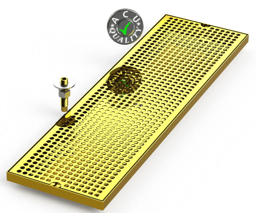 8" X 28" Surface Mount Drip Tray with Drain - ACU Precision Sheet Metal