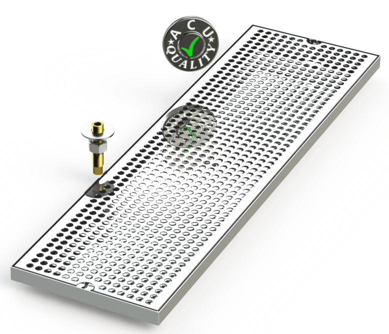 8" X 28" Surface Mount Drip Tray with Drain - ACU Precision Sheet Metal