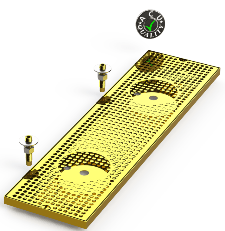 8" X 30" Surface Mount Drip Tray with Double Drain and Double Rinser Holes - ACU Precision Sheet Metal