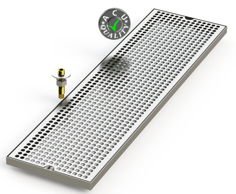 8" X 30" Surface Mount Drip Tray with Drain - ACU Precision Sheet Metal