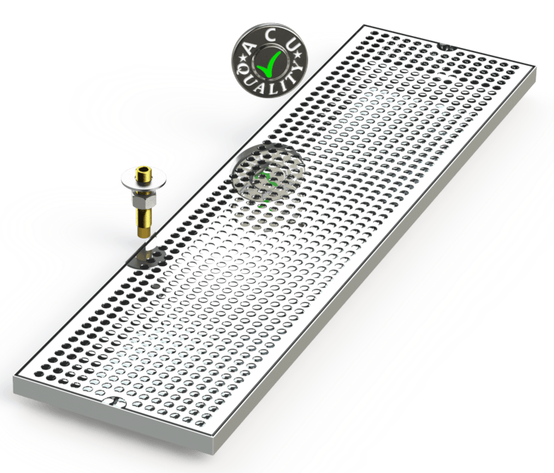 8" X 30" Surface Mount Drip Tray with Drain - ACU Precision Sheet Metal