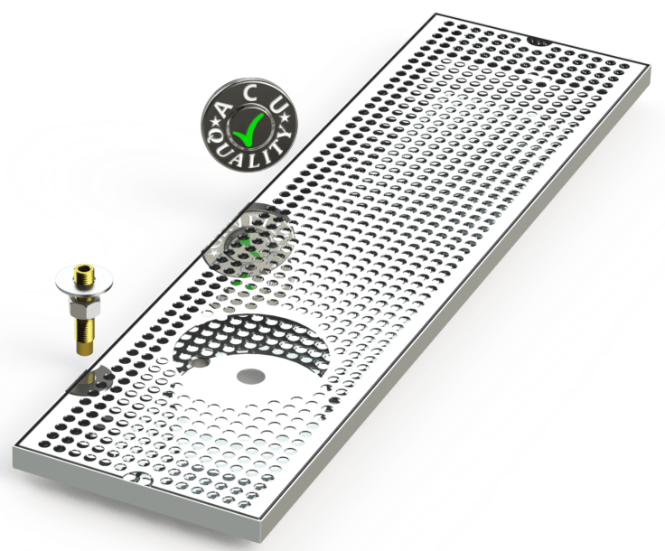 8" X 30" Surface Mount Drip Tray with Drain and Left Rinser Hole - ACU Precision Sheet Metal