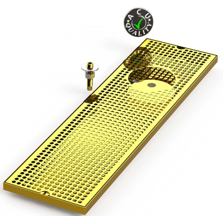 8" X 30" Surface Mount Drip Tray with Drain and Right Rinser Hole - ACU Precision Sheet Metal
