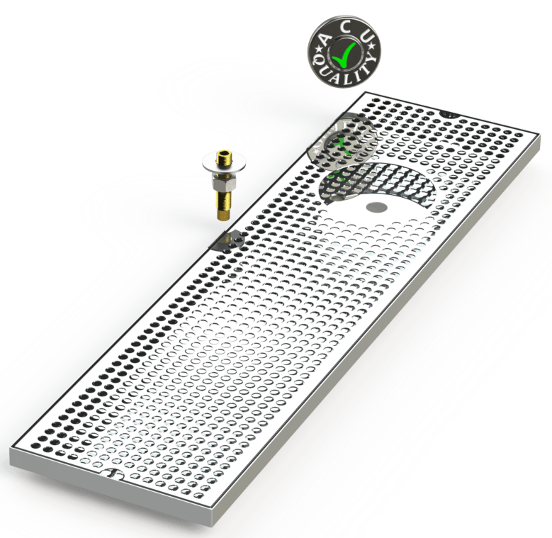 8" X 30" Surface Mount Drip Tray with Drain and Right Rinser Hole - ACU Precision Sheet Metal