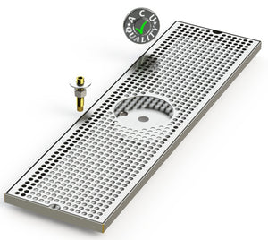 8" X 30" Surface Mount Drip Tray with Drain and Rinser Hole - ACU Precision Sheet Metal