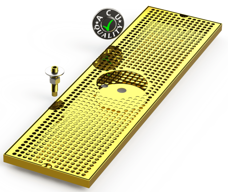 8" X 30" Surface Mount Drip Tray with Drain and Rinser Hole - ACU Precision Sheet Metal