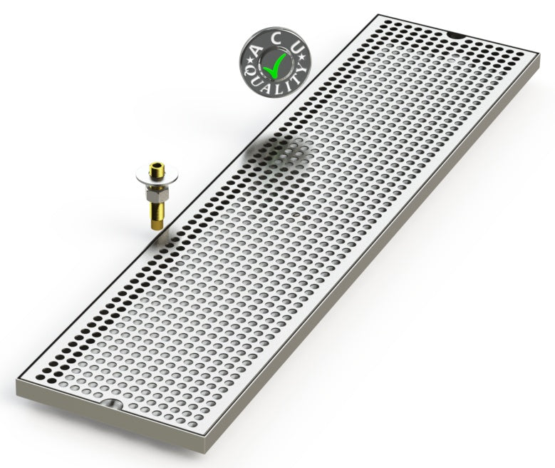 8" X 33" Surface Mount Drip Tray with Drain - ACU Precision Sheet Metal