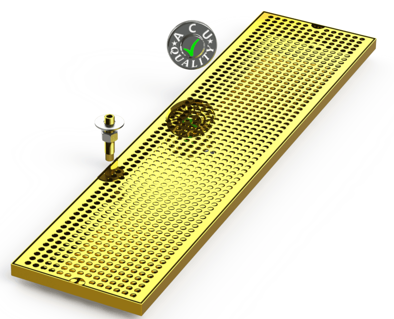 8" X 33" Surface Mount Drip Tray with Drain - ACU Precision Sheet Metal