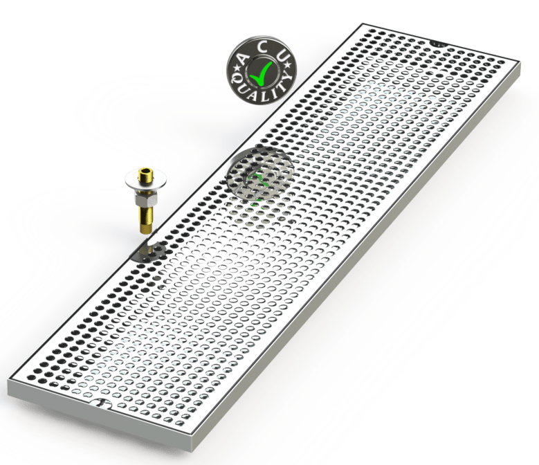 8" X 33" Surface Mount Drip Tray with Drain - ACU Precision Sheet Metal