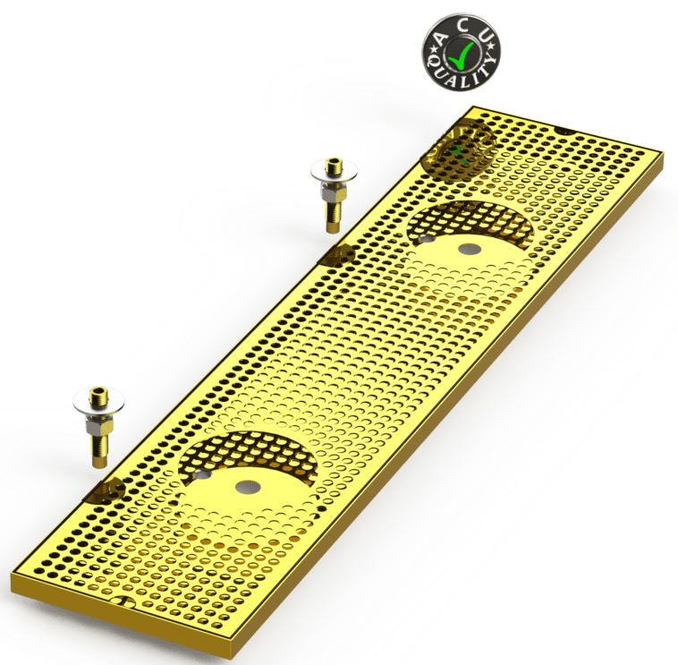 8" X 36" Surface Mount Drip Tray with Double Drain and Double Rinser Holes - ACU Precision Sheet Metal