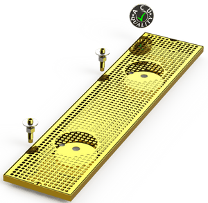 8" X 36" Surface Mount Drip Tray with Double Drain and Double Rinser Holes - ACU Precision Sheet Metal