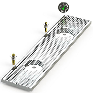 8" X 36" Surface Mount Drip Tray with Double Drain and Double Rinser Holes - ACU Precision Sheet Metal