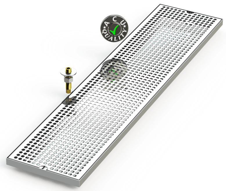 8" X 36" Surface Mount Drip Tray with Drain - ACU Precision Sheet Metal