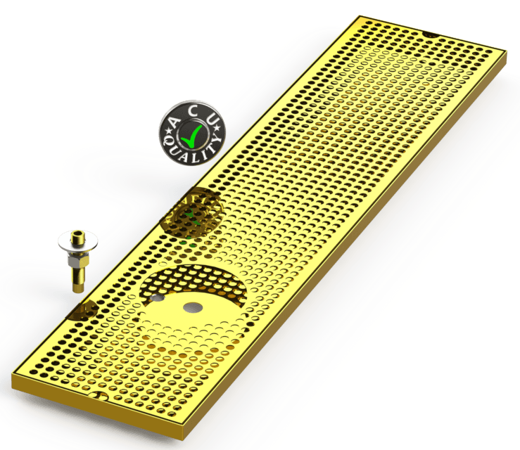 8" X 36" Surface Mount Drip Tray with Drain and Left Rinser Hole - ACU Precision Sheet Metal