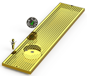 8" X 36" Surface Mount Drip Tray with Drain and Left Rinser Hole - ACU Precision Sheet Metal