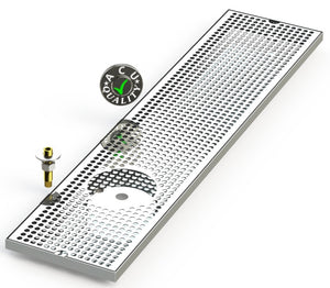 8" X 36" Surface Mount Drip Tray with Drain and Left Rinser Hole - ACU Precision Sheet Metal