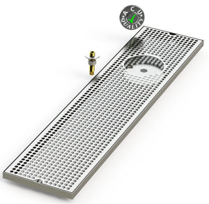 8" X 36" Surface Mount Drip Tray with Drain and Right Rinser Hole - ACU Precision Sheet Metal