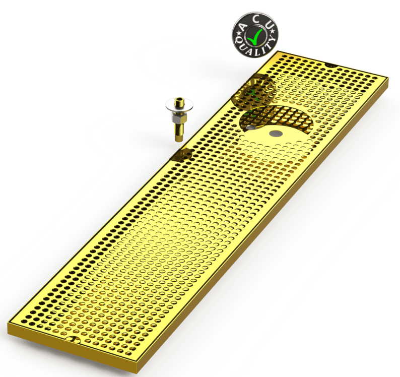 8" X 36" Surface Mount Drip Tray with Drain and Right Rinser Hole - ACU Precision Sheet Metal