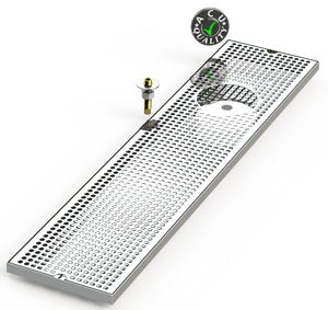 8" X 36" Surface Mount Drip Tray with Drain and Right Rinser Hole - ACU Precision Sheet Metal