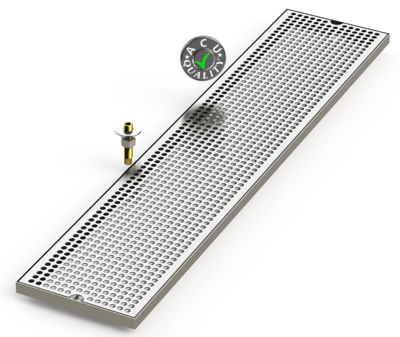 8" X 39" Surface Mount Drip Tray with Drain - ACU Precision Sheet Metal