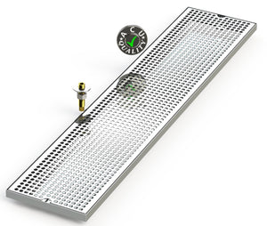 8" X 39" Surface Mount Drip Tray with Drain - ACU Precision Sheet Metal