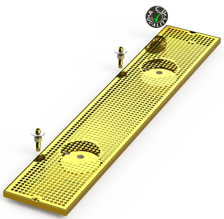 8" X 45" Surface Mount Drip Tray with Double Drain and Double Rinser Holes - ACU Precision Sheet Metal