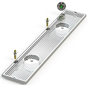 8" X 45" Surface Mount Drip Tray with Double Drain and Double Rinser Holes - ACU Precision Sheet Metal