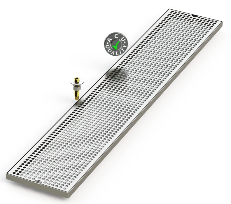 8" X 45" Surface Mount Drip Tray with Drain - ACU Precision Sheet Metal