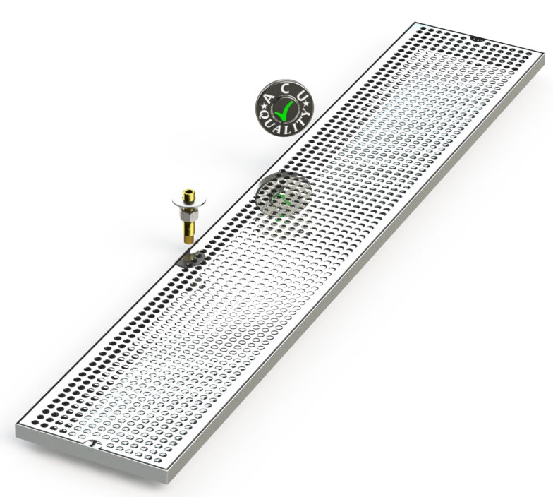 8" X 45" Surface Mount Drip Tray with Drain - ACU Precision Sheet Metal