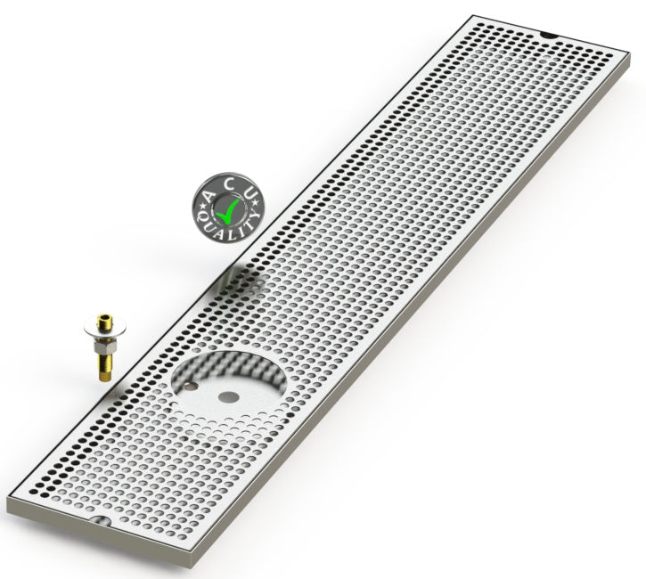 8" X 45" Surface Mount Drip Tray with Drain and Left Rinser Hole - ACU Precision Sheet Metal