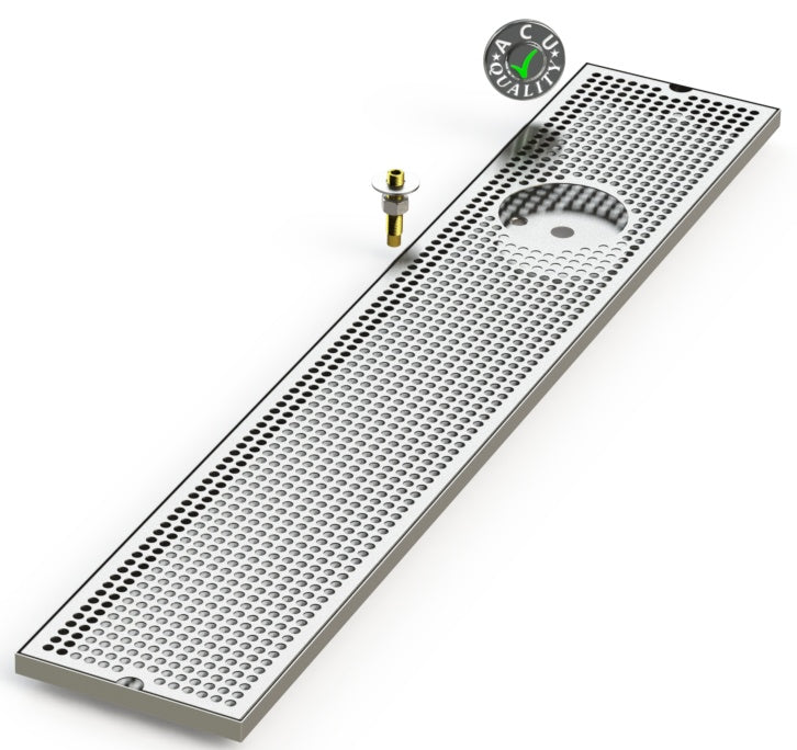 8" X 45" Surface Mount Drip Tray with Drain and Right Rinser Hole - ACU Precision Sheet Metal